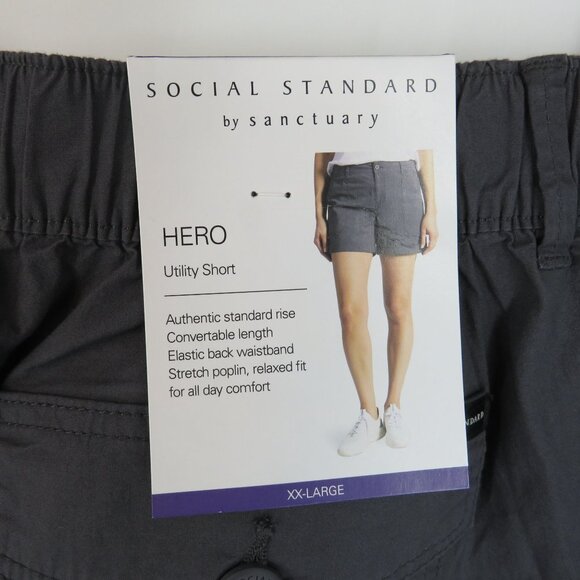 Social Standard Women's Washed Black Hero Utility Shorts XXL NWT $89 - Picture 2 of 5